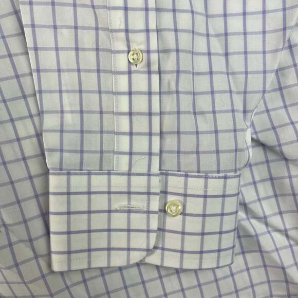 Brooks Brothers Regent Mens Size 17.5 32/33 White Purple Plaid Non Iron - Picture 7 of 11